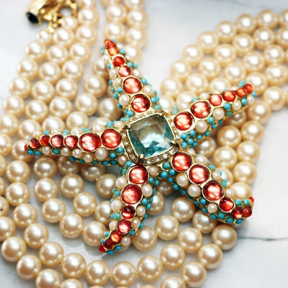 Vintage KJL Starfish Brooch & Earring Jewelry Set - Picture 12 of 12